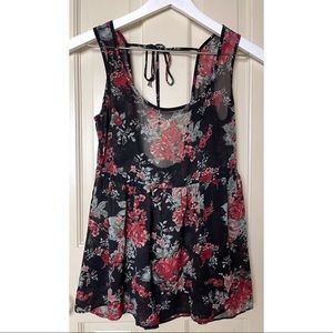 Full Tilt Sheer Floral Tank Roses